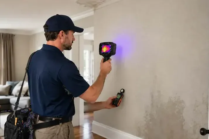 LGR dehumidifier and air movers set up to dry a carpeted room in Glenside, PA